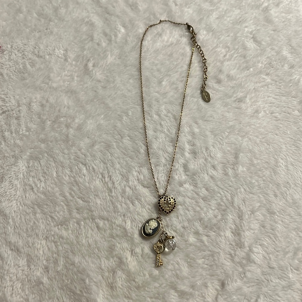 Gwen Cross Cameo Key Rhinestone Necklace